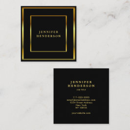 Tarjeta De Visita Cuadrada Moderno cuadrado profesional negro y dorado elegan