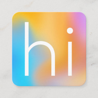 Tarjeta De Visita Cuadrada Moderno degradado minimalista "hi" colorido oscuro