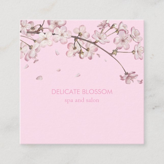 Tarjeta De Visita Cuadrada Moderno Delicado Blossom Floral Rosa (Anverso)