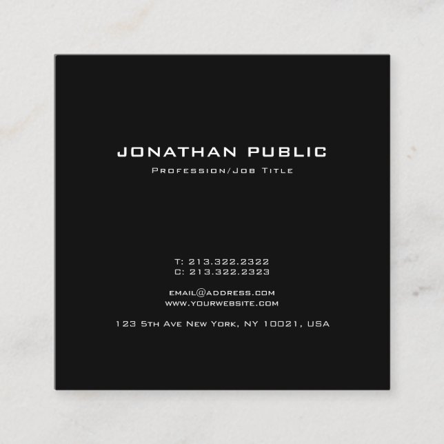 Tarjeta De Visita Cuadrada Moderno diseño creativo simple a la moda (Anverso)