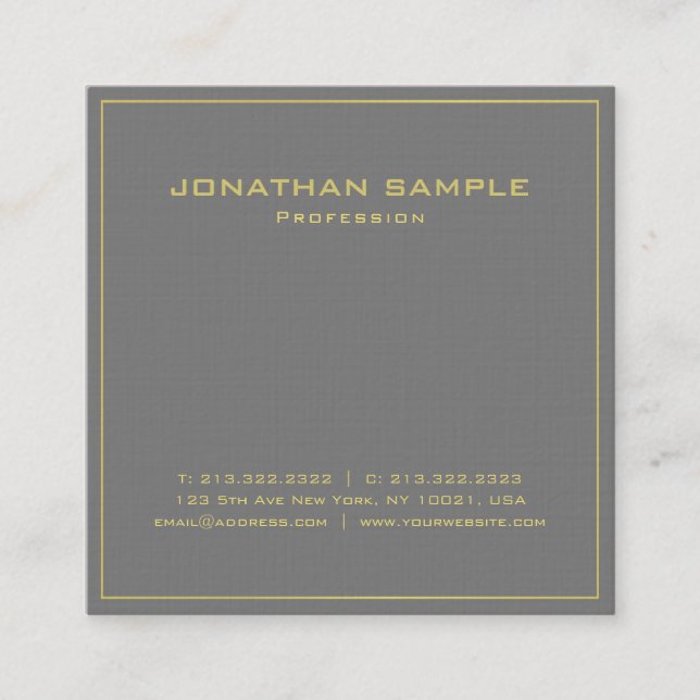 Tarjeta De Visita Cuadrada Moderno diseño elegante y moderno Premium Linen De (Anverso)