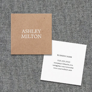 Tarjeta De Visita Cuadrada Moderno Elegante Kraft Impreso Consultor Blanco