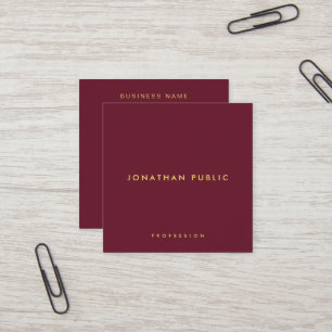 Tarjeta De Visita Cuadrada Moderno Elegante Simple Plantilla Texto Dorado Bor