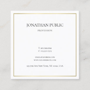 Tarjeta De Visita Cuadrada Moderno Elegante Simple Plata Dorado Estilo Profes