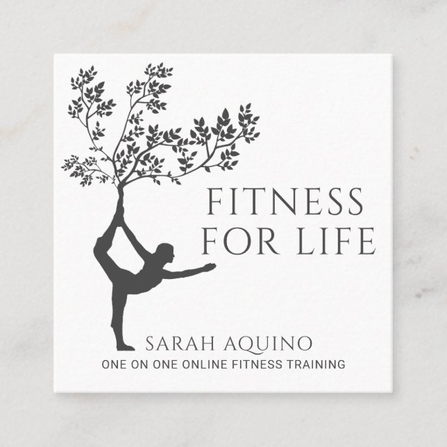 Tarjeta De Visita Cuadrada Moderno entrenador de fitness personal entrenador  (Anverso)