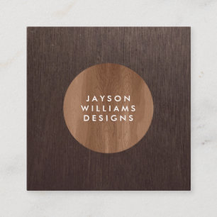 Tarjeta De Visita Cuadrada Moderno espacio de diseño de círculo de Woodgrain