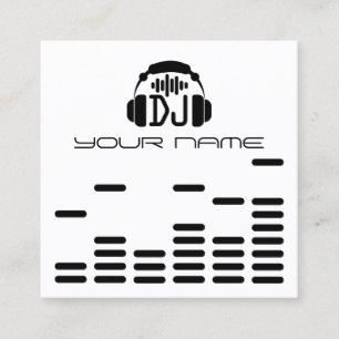 Tarjeta De Visita Cuadrada Moderno estilo DJ blanco negro