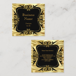 Tarjeta De Visita Cuadrada Moderno Estilo Empresarial Deco Dorado Negro SQ