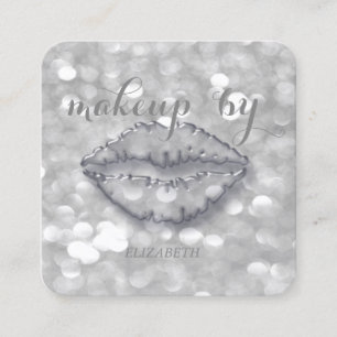 Tarjeta De Visita Cuadrada Moderno estilo, maquillador, bokeh, labios