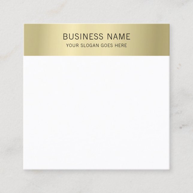 Tarjeta De Visita Cuadrada Moderno Faux Gold Elegant Simple Template (Anverso)