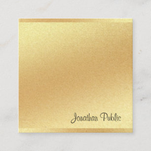Tarjeta De Visita Cuadrada Moderno Faux Gold Hand Script Elegante Profesional