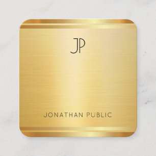 Tarjeta De Visita Cuadrada Moderno Faux Gold Premium Silk Acabado Elegante Lu
