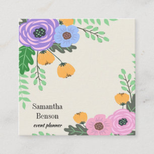 Tarjeta De Visita Cuadrada Moderno Floral Boho