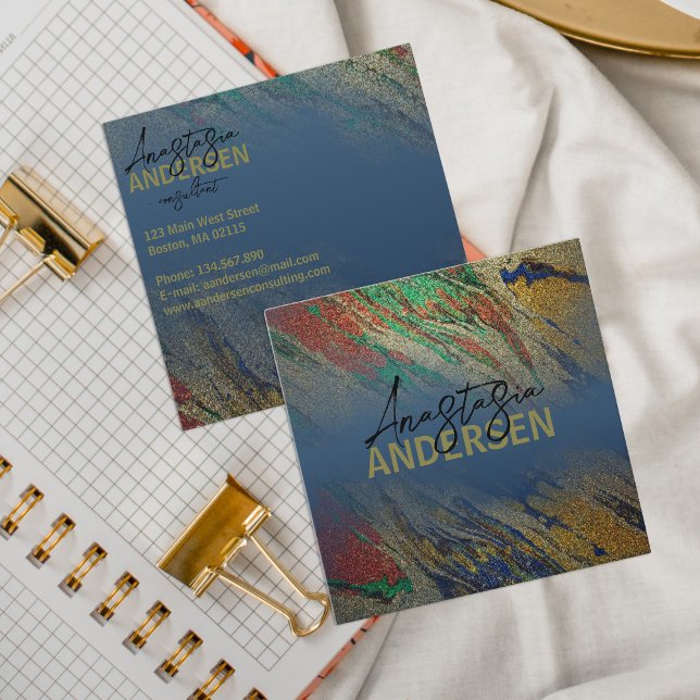 Tarjeta De Visita Cuadrada Moderno Glam Luxury Stylish Abstract Purpurina (Subido por el creador)