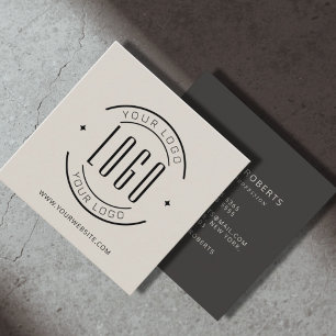 Tarjeta De Visita Cuadrada Moderno gris beige simple añade tu logotipo