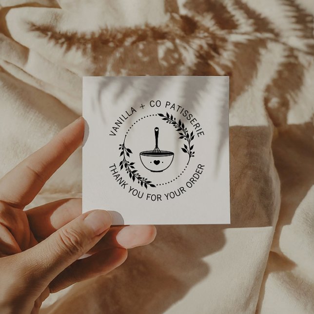 Tarjeta De Visita Cuadrada Moderno hecho a mano con amor Whisk Bakery Busines (Subido por el creador)