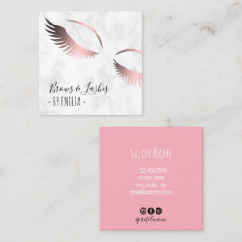 Tarjeta De Visita Cuadrada Moderno mármol blanco rosa cejas doradas y azotes