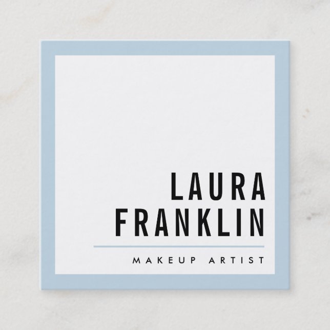 Tarjeta De Visita Cuadrada MODERNO MINIMAL negrita nombre pálido bebé azul ne (Anverso)