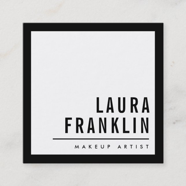 Tarjeta De Visita Cuadrada MODERNO MINIMAL nombre en negrita simple negro (Anverso)