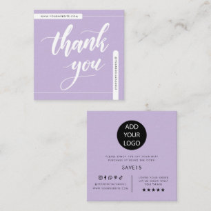 Tarjeta De Visita Cuadrada Moderno Minimalista Morado Gracias Pequeño