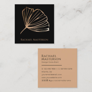 Tarjeta De Visita Cuadrada Moderno Minimalista simple negro y oro