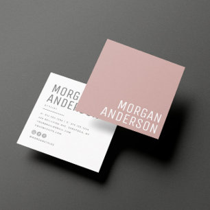Tarjeta De Visita Cuadrada Moderno Minimalista simple profesional Rosa de pol