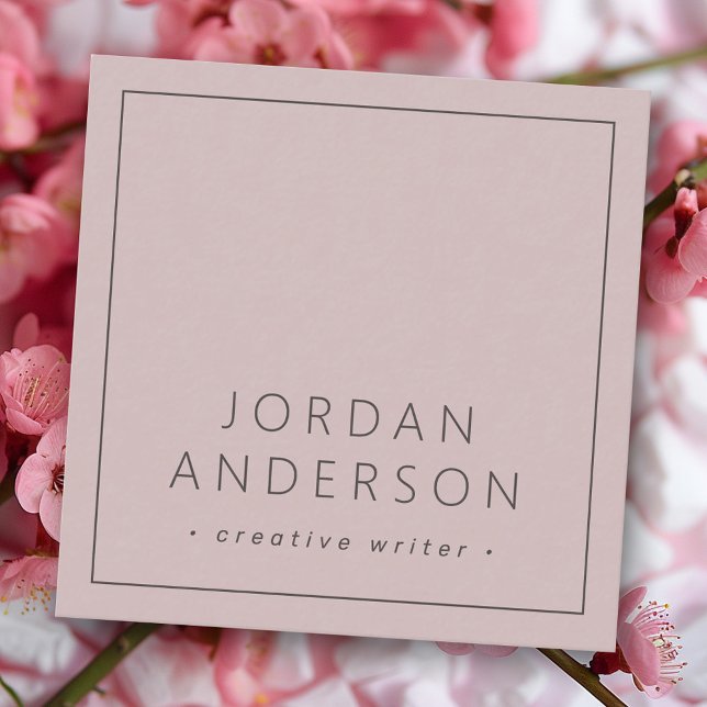 Tarjeta De Visita Cuadrada Moderno minimo de bordes delgados taupe rosa (Modern minimal thin borders rose taupe square business card)
