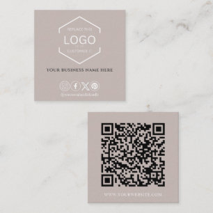 Tarjeta De Visita Cuadrada Moderno Mínimo de Medios Sociales QR Taupe de Códi