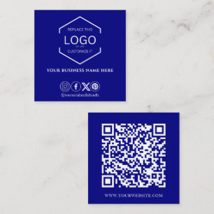 Tarjeta De Visita Cuadrada Moderno Mínimo Medios Sociales QR Código Marina Az