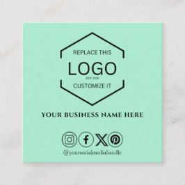 Tarjeta De Visita Cuadrada Moderno Mínimo Medios Sociales QR Código Mint Verd