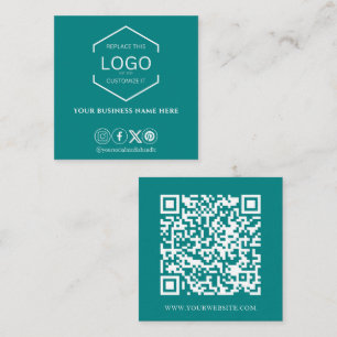 Tarjeta De Visita Cuadrada Moderno Mínimo Medios Sociales QR Código Verde Ver