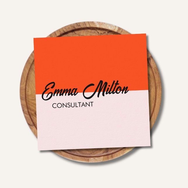 Tarjeta De Visita Cuadrada Moderno Naranja Rosa audaz Consultor (Subido por el creador)