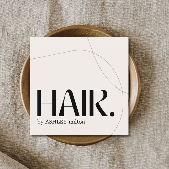 Tarjeta De Visita Cuadrada Moderno Pale Pastel Beige Abstract Hair Salon (Subido por el creador)
