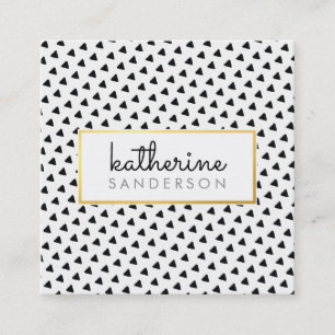 Tarjeta De Visita Cuadrada MODERNO patrón triangular BOHO oro negro moderno