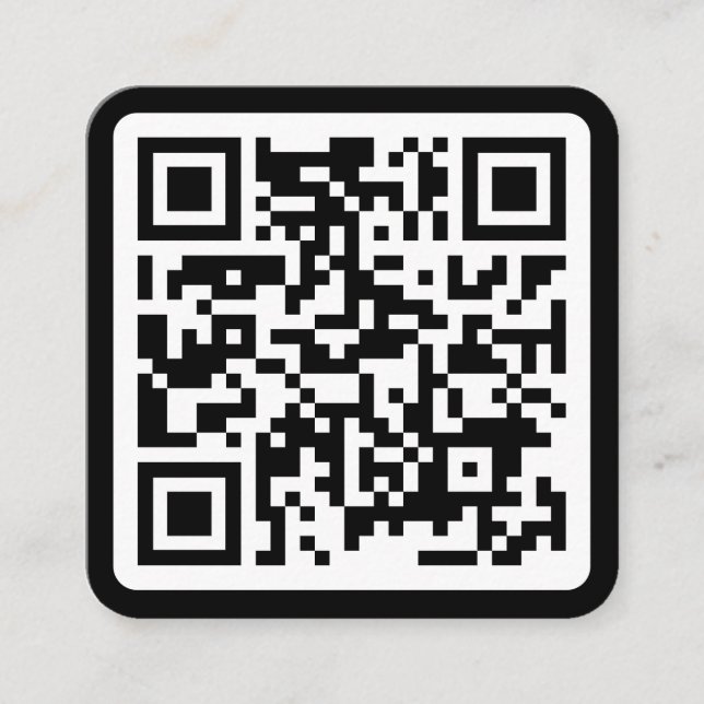 Tarjeta De Visita Cuadrada Moderno personalizado negro mínimo código QR medio (Anverso)