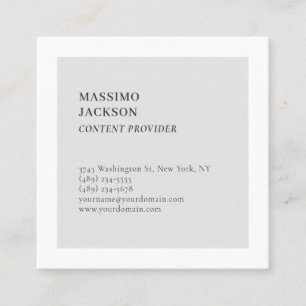 Tarjeta De Visita Cuadrada Moderno Plano Simple Negro Blanco Gris Minimalista