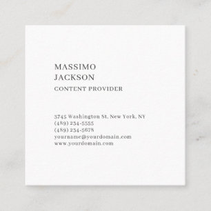Tarjeta De Visita Cuadrada Moderno Plano Simple Negro Blanco Minimalista 
