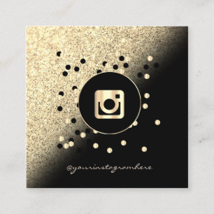 Tarjeta De Visita Cuadrada Moderno Profesional, Brillo Dorado de Puntos Insta