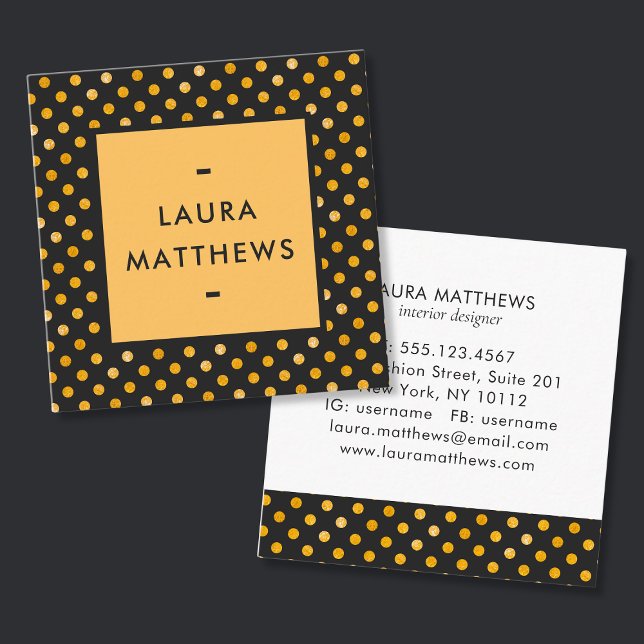Tarjeta De Visita Cuadrada Moderno profesional de diseño de puntos negros de  (Subido por el creador)