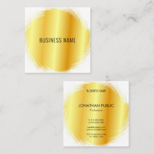 Tarjeta De Visita Cuadrada Moderno Profesional Elegante Plantilla Gold Aspect