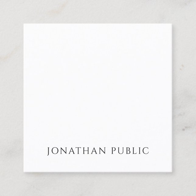 Tarjeta De Visita Cuadrada Moderno Profesional Elegante Simple Template Luxur (Anverso)
