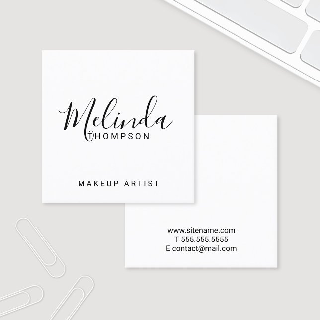 Tarjeta De Visita Cuadrada Moderno profesional en blanco y negro (Subido por el creador)