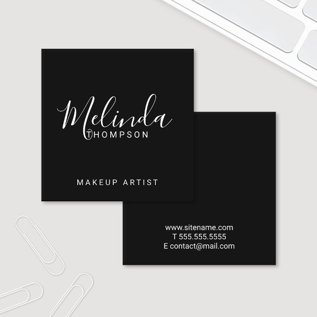 Tarjeta De Visita Cuadrada Moderno profesional en blanco y negro (Subido por el creador)