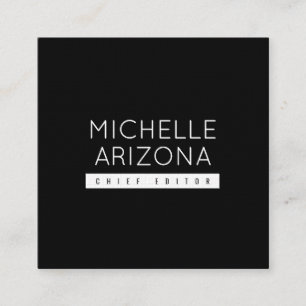Tarjeta De Visita Cuadrada Moderno profesional negro minimalista