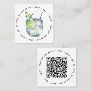 Tarjeta De Visita Cuadrada Moderno QR Gin Tonic Business Event Bebe Voucher