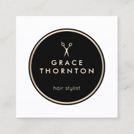 Tarjeta De Visita Cuadrada Moderno Salón de Estilo Negro y Blanco
