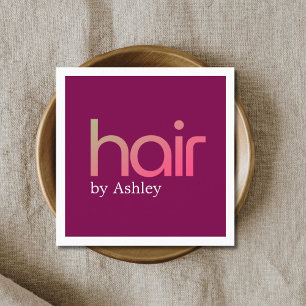 Tarjeta De Visita Cuadrada Moderno Salón De Pelo Negrita De Color Rojo Rosa B