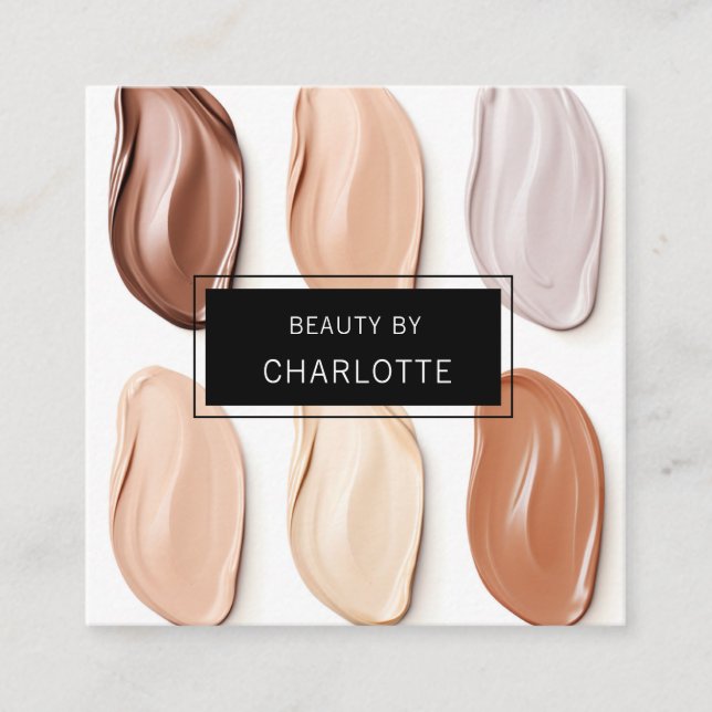 Tarjeta De Visita Cuadrada Moderno, salón, maquillaje, foto de belleza (Anverso)