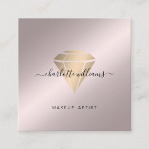 Tarjeta De Visita Cuadrada Moderno Salón Mínimo Rosegold-Gold Diamant