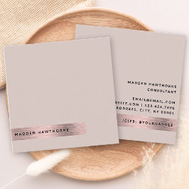 Tarjeta De Visita Cuadrada Moderno, sencillo y minimalista Faux Rosa Gold Cep